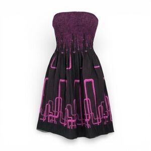 LAPIS by ANTHROPOLOGIE Women’s Smocked Purple & Black Patterned Dress One Size